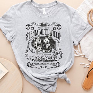 Retro Disney Mickey Mouse Steamboat Willie Poster Shirt, Magic Kingdom Disneyland Family Vacation Shirt, Birthday Gift Adult Kid Toddler Tee