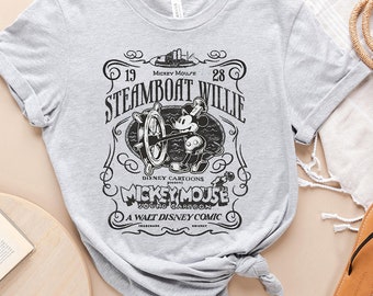 Retro Disney Mickey Mouse Steamboat Willie Poster Shirt, Magic Kingdom Disneyland Family Vacation Shirt, Birthday Gift Adult Kid Toddler Tee