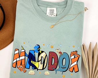 Custom Name Finding Nemo Comfort Colors Shirt, Finding Dory Tee, Magic Kingdom Disneyland Trip Tee, Birthday Trip Shirt