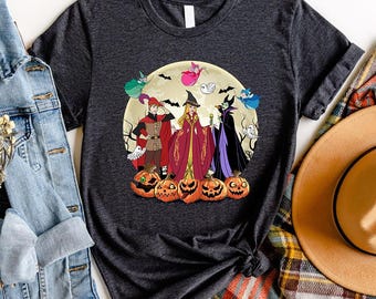 Camiseta de la Bella Durmiente de Disney para Halloween con colores reconfortantes, Princesa Aurora, Príncipe Felipe y Maléfica, Camiseta de la temporada espeluznante de Halloween de Disney