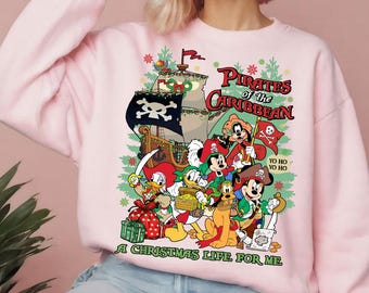 Disney Mickey & Friends Pirates Of The Caribbean Crossover Xmas Comfort Colors Shirt, A Christmas Life For Me Tee, Disneyland Matching Shirt