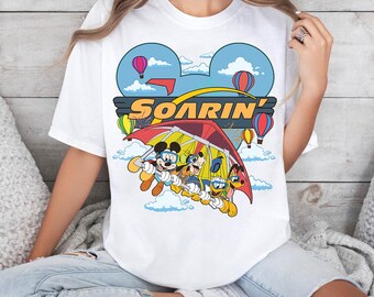 Vintage Mickey and Friends Soarin' Around The World Comfort Colors T-shirt, Disney Ride Epcot Center Shirt, Disneyland Family Matching Tee