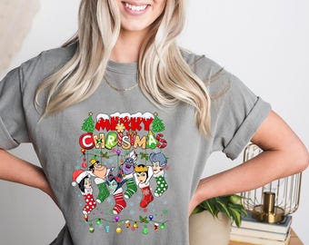 Disney Villains Merry Xmas Socks Light Comfort Colors Shirt, Ursula Cruella Evil Queen Maleficent, Mickey Very Merry Xmas Disneyland Shirt
