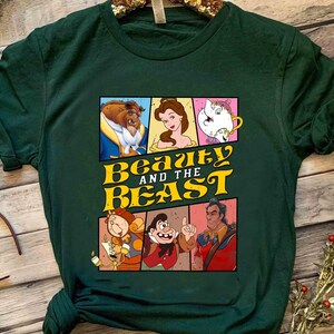 Disney Beauty And The Beast Group Characters Comfort Colors T-Shirt, Belle Beast Mrs Pott Tee, Magic Kingdom Disneyland Family Vacation Tee