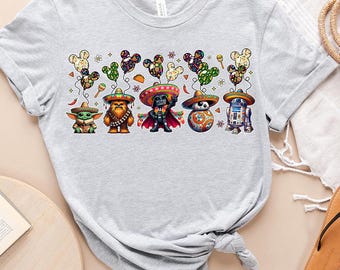Star Wars  R2-D2 BB-8 Chewbacca Cinco De Mayo Comfort Colors T-Shirt, Happy Mexican Fiesta Tee, Galaxy's Edge Disneyland Family Matching Tee