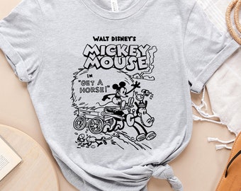 Disney Classic Mickey Mouse Get A Horse Poster Shirt, Magic Kingdom Disneyland Family Vacation Shirt, Birthday Gift Adult Kid Toddler Tee