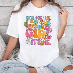 Disney Princesses Birthday Girl Comfort Colors Shirt, Cinderella Ariel Aurora It’s Me I’m The Birthday Girl Tee, Gift Shirt for Girls