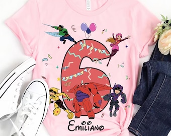 Personalized Disney Baymax Big Hero 6 Birthday Comfort Colors T-Shirt, Magic Kingdom Disneyland Family Matching Shirt, Birthday Boy Shirt