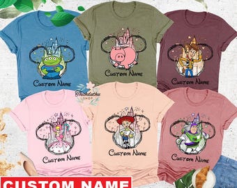 Custom Toy Story Characters Comfort Colors Shirt, Buzz Lightyear Woody Jessie Bo Peep Mr Potato Head, Personalized Family Matching Shirts