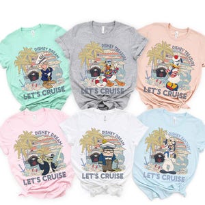 Komfortfarben Mickey & Friends Let&#39;s Cruise Matching Shirt, Disney Wish Fantasy Magic Wonder Treasure Dream Cruise, Disney Cruise Line Tee