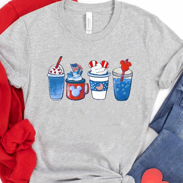 My Disney Patriotic Mickey Mouse Coffee Tea T-Shirt, Happy Independence Day Matching Tee, 4th of July USA Flag Shirt, Disneyland Family Trip