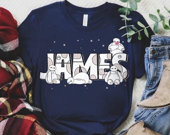 Custom Name Disney Big Hero 6 Baymax Comfort Colors Shirt, Personalized Nickname Tee, Disneyland Trip Family Matching Tee, Cute Robot Shirt