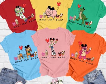 Aangepaste Disney Pixar Toy Story karakter comfort kleuren shirt, Buzz Lighyear Woody Jessie Bo Peep Slinky Losto Bear, Magic Kingdom Disneyland