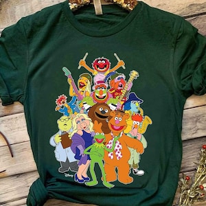 Camisa de colores cómodos con retrato de personajes de los Muppets de Disney, camiseta de Miss Piggy Gonzo de la rana Gustavo, camisa a juego con el viaje a Disneylandia