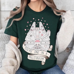 Star Wars Millennium Falcon Graphic Comfort Colors T-Shirt, You&#39;re One In A Millennium, Star Wars Fans Gift Tee, Galaxy&#39;s Edge Disneyland