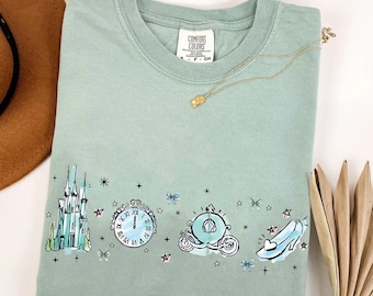 Disney Cinderella Glasschuh Kürbis Kutsche Aquarell Komfort Farben T-Shirt, Disney Prinzessin, Magic Kingdom Disneyland Passendes T-Shirt