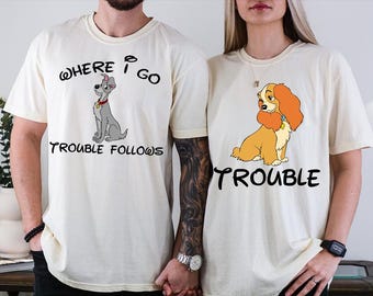 ワンワン 物語　Tシャツ　ペア ディズニー「わんわん物語」カップルお揃いシャツ、「Where I Go