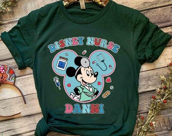 Custom Name Disney Nurse Comfort Colors T-Shirt, Mickey Nurse Tee, Nurse Week Nurse's Day Gift, Nursing Gift, Disneyland Family Matching Tee