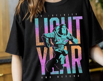 Camiseta retro de Disney Pixar Toy Story, Buzz Lightyear: Al Infinito y más allá, colores cómodos, camiseta Space Ranger, camiseta Magic Kingdom Disneyland