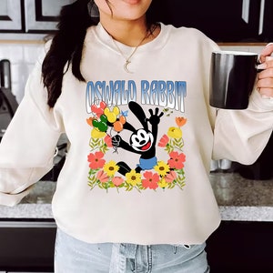 Comfort Colors Disney Floral Oswald the Lucky Rabbit T-Shirt, Disney Oswald Rabbit Flowers Shirt, Oswald Walt Disney Studio T-shirt,