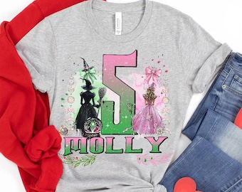 Custom Name & Age Wicked Musical Birthday Comfort Colors T-Shirt, Green Witch Pink Witch Changed For Good Tee, Disneyland Matching Shirt