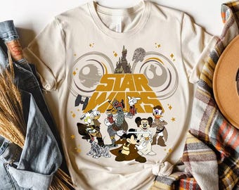 Camiseta de cosplay de Mickey y sus amigos de Star Wars, colores cómodos, camiseta de Mickey, Minnie, Donald y Daisy Goofy, camiseta a juego de Magic Kingdom y Disneyland.
