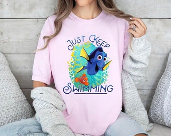 Finding Nemo Dory Just Keep Swimming T-Shirt, Magic Kingdom Vacation, Disneyland Family Vacation Shirt, Birthday Gift Adult Kid Toddler Tee