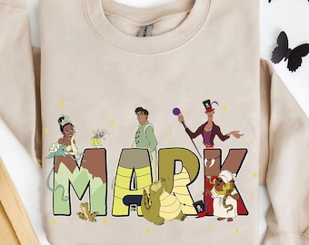 Custom Name The Princess And The Frog Comfort Colors T-shirt, Disney Princess Tiana Prince Naveen Dr Facilier Tee, Disneyland Trip Shirt