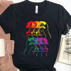 Star Wars Darth Vader Headshot Rainbow Dark Side Comfort Colors T-Shirt, Galaxy&#39;s Edge Disneyland Family Vacation Tee, Star Wars Fans Gift