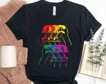 Star Wars Darth Vader Headshot Rainbow Dark Side Comfort Colors T-Shirt, Galaxy's Edge Disneyland Family Vacation Tee, Star Wars Fans Gift
