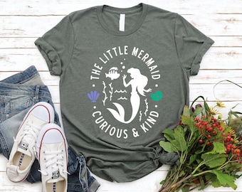Disney de kleine zeemeermin Ariel Curious and Kind T-shirt, Magic Kingdom WDW T-shirt uniseks familie verjaardagscadeau volwassen kind peuter T-shirt