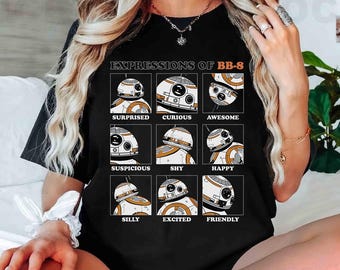 Star Wars Expressions Of BB-8 Droid Comfort Colors T-Shirt, The Force Awakens Tee, Star Wars Fans Shirt, Galaxy's Edge Disneyland Trip Tee