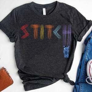 Disney Lilo and Stitch Movie 2025 Stitch Scratch Rainbow Comfort Colors T-Shirt, Magic Kingdom Disneyland Family Matching Tee