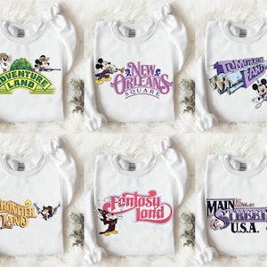 Comfort Colors Vintage Disneyland Parks Shirt 90s Shirt For Disney Trip Main Street USA Tomorrowland Fantasyland Bear Country Adventureland