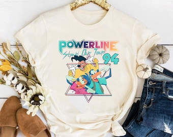 Camiseta Disney Um Pateta Filme Powerline Stand Out Tour 94, Camiseta Férias em Família Magic Kingdom Disneyland, Presente de Aniversário para Adultos e Crianças