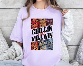Vintage Disney Villains Chillin Like A Villain Group Portrait Comfort Colors Shirt, Disney Family Matching Shirt, Disneyland Trip Outfits