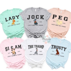 Disney Lady And The Tramp Full Characters Group Matching Comfort Colors Shirt, Dog Lovers Cat Lovers Tee, Animal Kingdom Disneyland Trip Tee