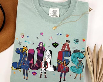 Custom Name Disney Descendants Comfort Colors T-Shirt, Personalized Magic Kingdom Disneyland Matching Tee, Disney Villains Shirt