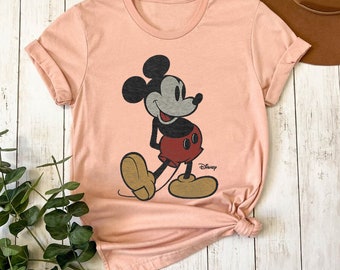 Camisa clásica de Mickey Mouse de Disney con colores cómodos, camisa vintage de Mickey Mouse de Disney, camisa de vacaciones en Magic Kingdom Disneyland