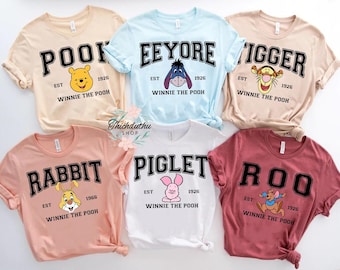Disney Winnie The Pooh Character Comfort Colors T-Shirt, Pooh Eeyore Piglet Tigger Tee, Animal Kingdom Disneyland Matching Shirt