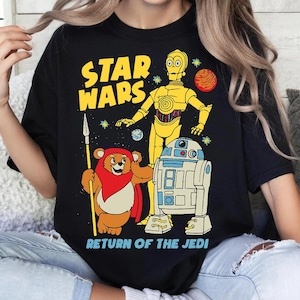 Star Wars Return of The Jedi C-3PO R2-D2 Ewok Comfort Colors T-Shirt, Star Wars Fans Gift, May the 4th Shirt, Galaxy&#39;s Edge Disneyland Tee