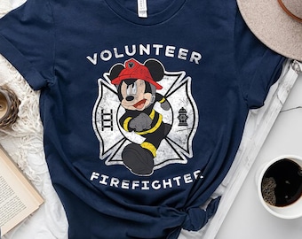 Disney Mickey Mouse Volunteer Firefighter Shirt, Magic Kingdom WDW Disneyland Family Vacation Shirt, Birthday Gift Adult Kid Toddler Tee