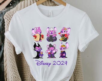 Camiseta de Disney Lilo y Stitch, camiseta de cosplay de villanos ángeles, camiseta de Halloween, disfraz de villanos ángeles, camisetas Disney a juego