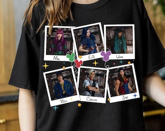Disney Descendants Characters Photo Book Comfort Colors T-Shirt, Mal Evie Uma Ben Carlos Jay, Magic Kingdom Disneyland Group Matching Tee