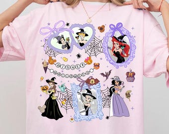 Disney Princess Halloween Coquette Bow Comfort Color T-Shirt, Princesses Disney Halloween Party 2025 Tee, Mickey's Not So Scary Party Shirt