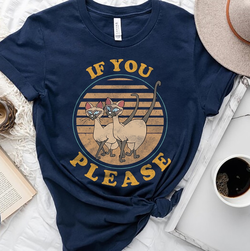 a t - shirt that says if you please with two cats on it