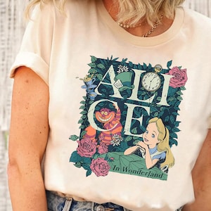 Disney Alice In Wonderland Floral Comfort Colors Shirt, Alice Cheshire Cat Wildflowers Shirt, Magic Kingdom Disneyland Vacation Shirt