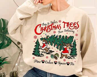 Disney Chip & Dale's Christmas Trees Comfort Colors Shirt, Chip 'n Dale Very Merry Xmas Tee, Animal Kingdom Disneyland Xmas Trip Shirt