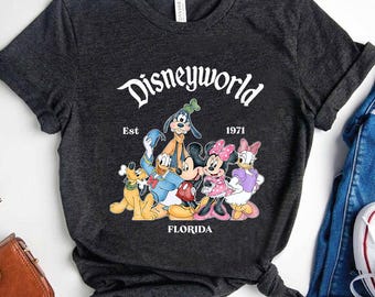 Camiseta Mickey y sus amigos de Disneyworld Florida (1971), colores cómodos, Magic Kingdom, camisetas Disney a juego, Mickey Mouse