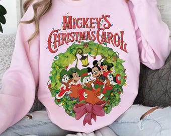 Disney Mickey's Christmas Carol Comfort Colors T-Shirt, Mickey And Friends Disneyland Xmas Family Matching Tee